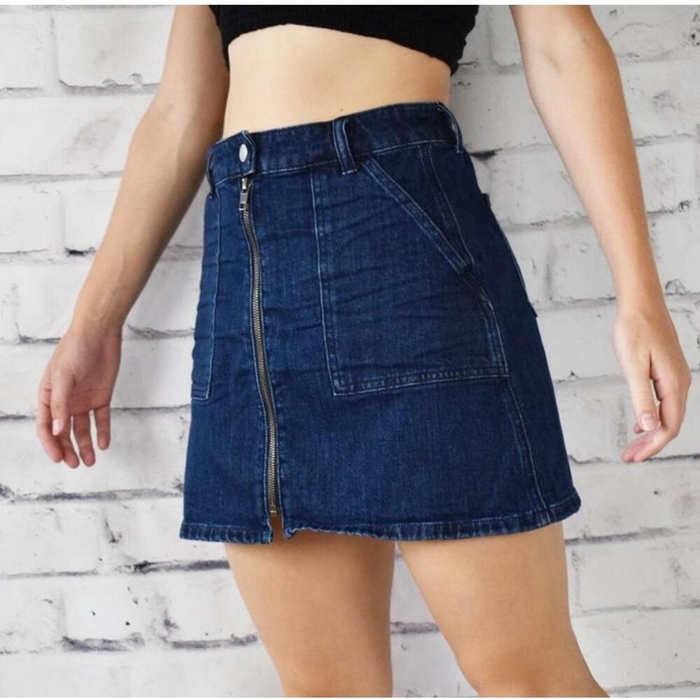 Madewell Jean Skirt Denim Mini Utility A-line Stretch Zipper Front Size 26
